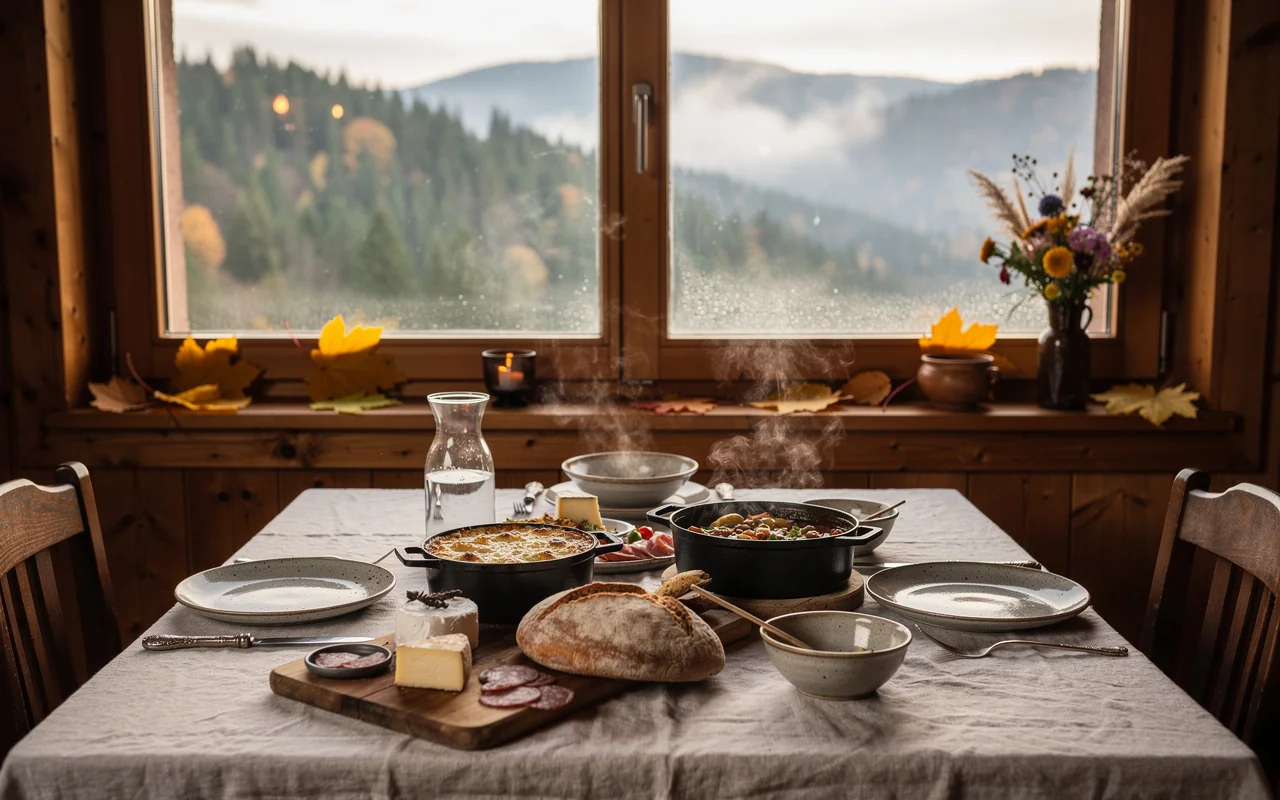 Table dressée face aux Hautes-Vosges