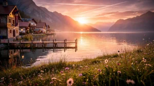 Lac paisible au coucher du soleil illustrant la fête du lac manquée par négligence touristique